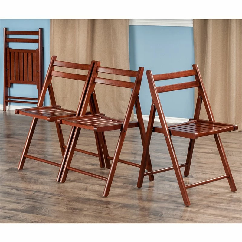 Winsome Robin Transitional Solid Wood Folding Chair In Teak (Set Of 4) 4 Winsome Robin Transitional Solid Wood Folding Chair In Teak (Set Of 4) - Image 2