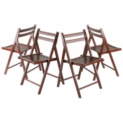 Winsome Robin Transitional Solid Wood Folding Chair In Teak (Set Of 4)