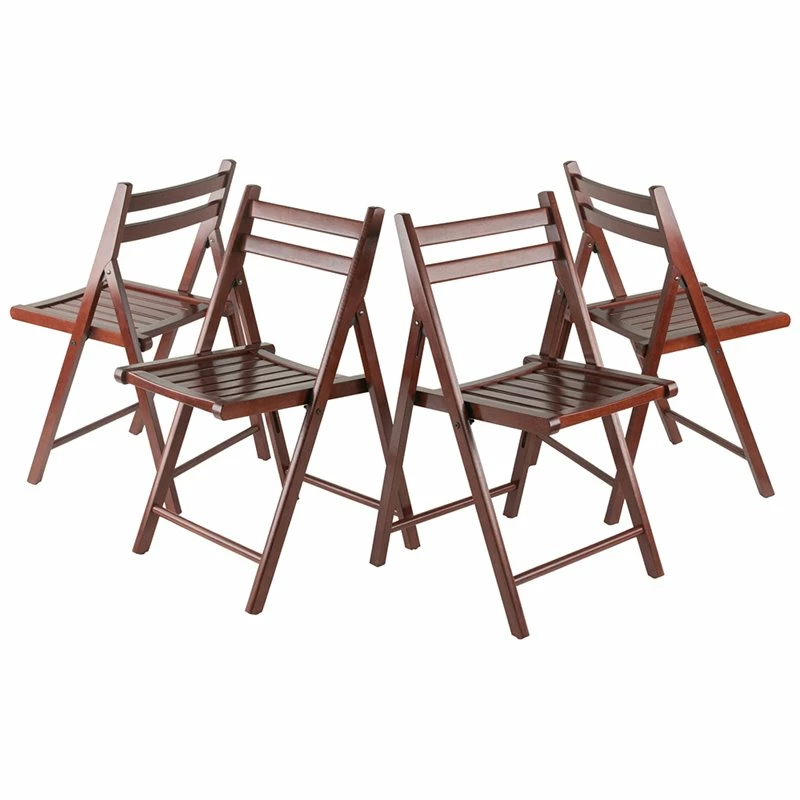Winsome Robin Transitional Solid Wood Folding Chair In Teak (Set Of 4) 3 Winsome Robin Transitional Solid Wood Folding Chair In Teak (Set Of 4)