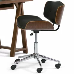 Simpli Home Dax Swivel Adjustable Executive Computer Bentwood Office Chair In Black And Natural -CYMAX Sales 1663791 1 L