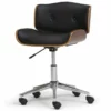 Simpli Home Dax Swivel Adjustable Executive Computer Bentwood Office Chair In Black And Natural