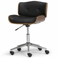 Simpli Home Dax Swivel Adjustable Executive Computer Bentwood Office Chair In Black And Natural