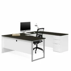 Bestar Pro Concept Plus U Desk In White And Deep Gray