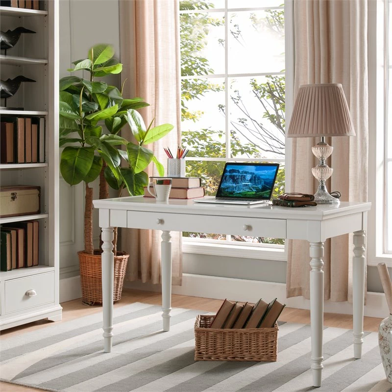Leick Home Office Farmhouse Writing Desk With Center Drawer In White 11 Leick Home Office Farmhouse Writing Desk With Center Drawer In White - Image 9