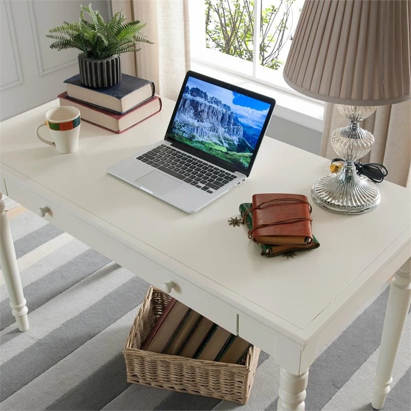 Leick Home Office Farmhouse Writing Desk With Center Drawer In White 12 Leick Home Office Farmhouse Writing Desk With Center Drawer In White - Image 10