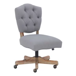 Linon Kelsey Wood Upholstered Swivel Office Chair In Gray -CYMAX Sales 1677646 12 L