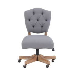 Linon Kelsey Wood Upholstered Swivel Office Chair In Gray -CYMAX Sales 1677646 13 L