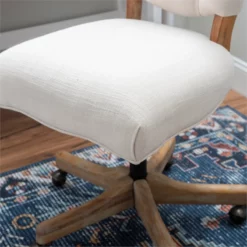 Linon Kelsey Wood Upholstered Swivel Office Chair In Gray -CYMAX Sales 1677647 25 L