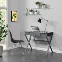 Ameriwood Home Paxton Campaign Desk In Black -CYMAX Sales 1691269 2 L