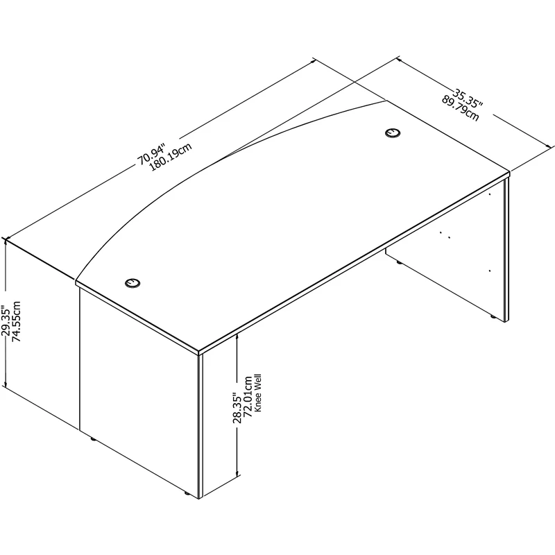 Studio C 72W Bow Front Desk In Storm Gray - Engineered Wood 15 Studio C 72W Bow Front Desk In Storm Gray - Engineered Wood - Image 13