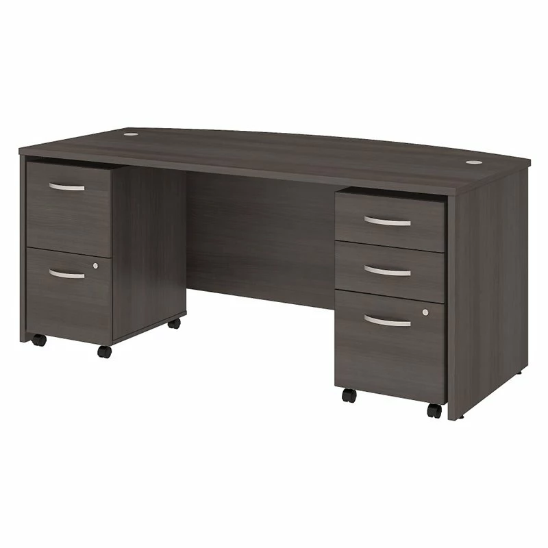 Studio C 72W Bow Front Desk With File Cabinets In Storm Gray - Engineered Wood 11 Studio C 72W Bow Front Desk With File Cabinets In Storm Gray - Engineered Wood - Image 9
