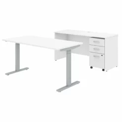 Studio C 60W Adjustable Standing Desk Set In Modern Hickory - Engineered Wood