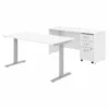 Studio C 60W Height Adjustable Standing Desk Set In White - Engineered Wood -CYMAX Sales 1697071 L 2