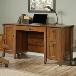 Sauder Carson Forge Engineered Wood Computer Desk In Coffee Oak 41 Sauder Carson Forge Engineered Wood Computer Desk In Coffee Oak -CYMAX Sales 1711984 10 L
