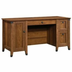 Sauder Carson Forge Engineered Wood Computer Desk In Coffee Oak 40 Sauder Carson Forge Engineered Wood Computer Desk In Coffee Oak -CYMAX Sales 1711984 L