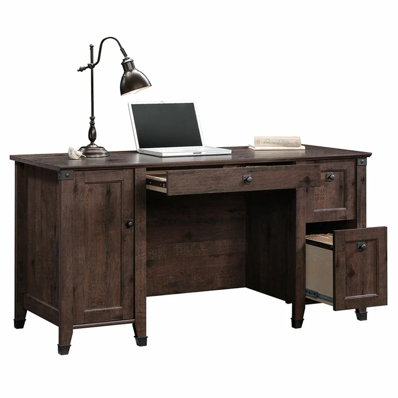 Sauder Carson Forge Engineered Wood Computer Desk In Coffee Oak 6 Sauder Carson Forge Engineered Wood Computer Desk In Coffee Oak - Image 4
