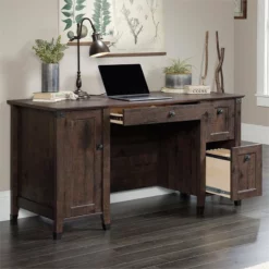 Sauder Carson Forge Engineered Wood Computer Desk In Washington Cherry -CYMAX Sales 1712007 15 L 1