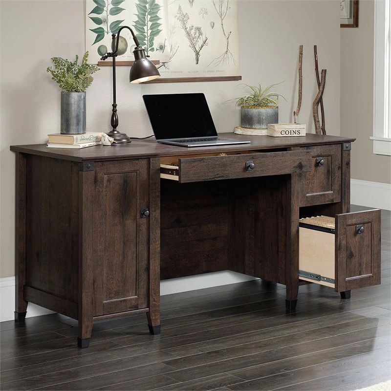 Sauder Carson Forge Engineered Wood Computer Desk In Coffee Oak 9 Sauder Carson Forge Engineered Wood Computer Desk In Coffee Oak - Image 7