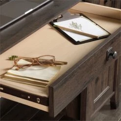 Sauder Carson Forge Engineered Wood Computer Desk In Coffee Oak 32 Sauder Carson Forge Engineered Wood Computer Desk In Coffee Oak -CYMAX Sales 1712007 19 L