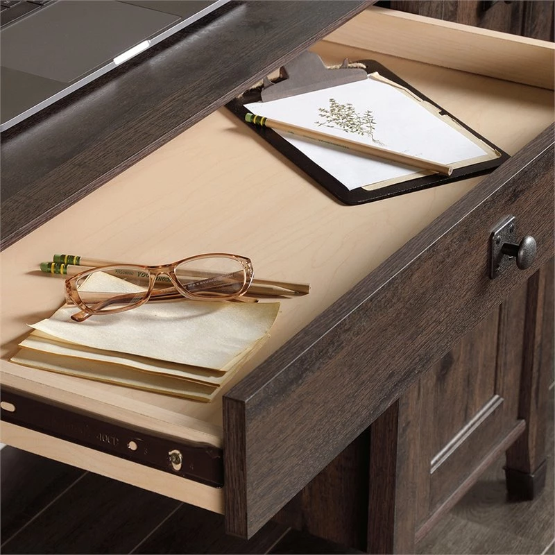 Sauder Carson Forge Engineered Wood Computer Desk In Coffee Oak 13 Sauder Carson Forge Engineered Wood Computer Desk In Coffee Oak - Image 11