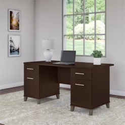 Bush Furniture Somerset 60W Office Desk In Ash Gray - Engineered Wood -CYMAX Sales 1714158 17 L