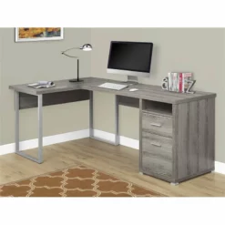 Computer Desk Home Office Corner 80"L L Shape Work Laptop Metal Grey -CYMAX Sales 1715274 1 L 1