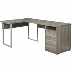 Computer Desk Home Office Corner 80"L L Shape Work Laptop Metal Grey White -CYMAX Sales 1715274 L