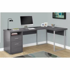 Computer Desk Home Office Corner 80"L L Shape Work Laptop Metal Grey -CYMAX Sales 1715276 1 L 1