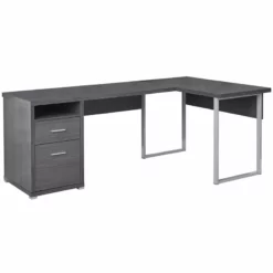 Computer Desk Home Office Corner 80"L L Shape Work Laptop Metal Grey -CYMAX Sales 1715276 L 1