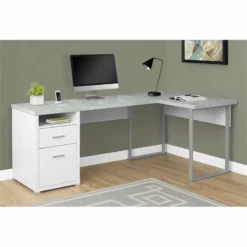 Computer Desk Home Office Corner 80"L L Shape Work Laptop Metal Grey -CYMAX Sales 1715277 1 L 1
