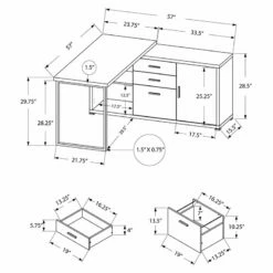 Computer Desk Home Office Corner 60"L L Shape Work Laptop Metal Brown -CYMAX Sales 1715278 3 L
