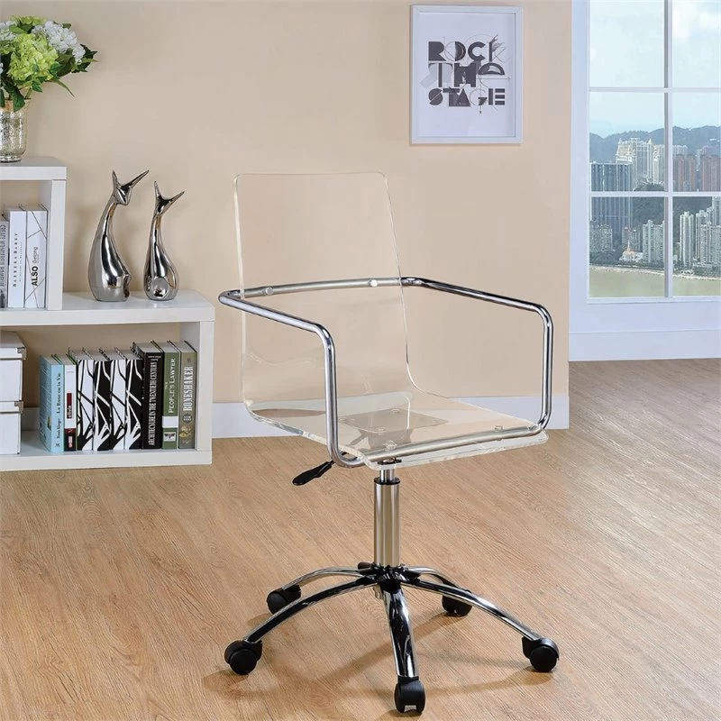Coaster Amaturo Amaturo Swivel Metal Frame Office Chair In Clear Acrylic Seat 4 Coaster Amaturo Amaturo Swivel Metal Frame Office Chair In Clear Acrylic Seat - Image 2