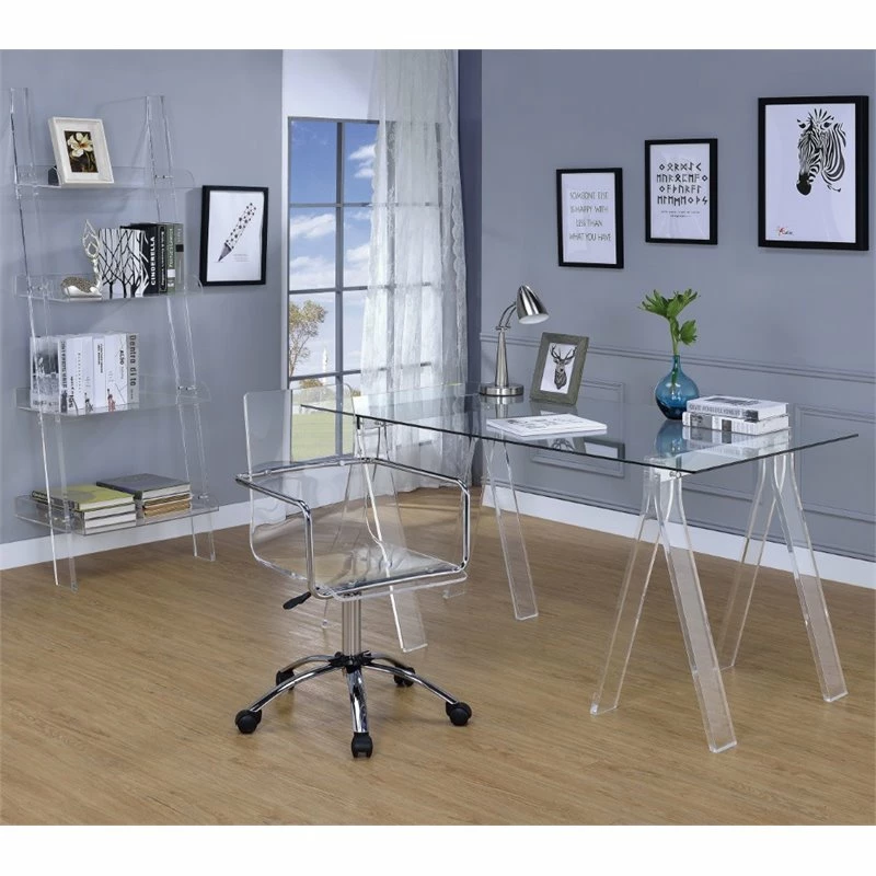 Coaster Amaturo Amaturo Swivel Metal Frame Office Chair In Clear Acrylic Seat 5 Coaster Amaturo Amaturo Swivel Metal Frame Office Chair In Clear Acrylic Seat - Image 3