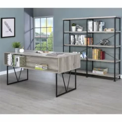 Coaster Analiese 4-drawer Contemporary Wooden Writing Desk In Gray And Black -CYMAX Sales 1718450 7 L