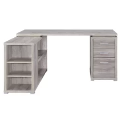 Coaster Yvette Transitional Wood L-Shaped Storage Desk In Gray -CYMAX Sales 1718453 6 L