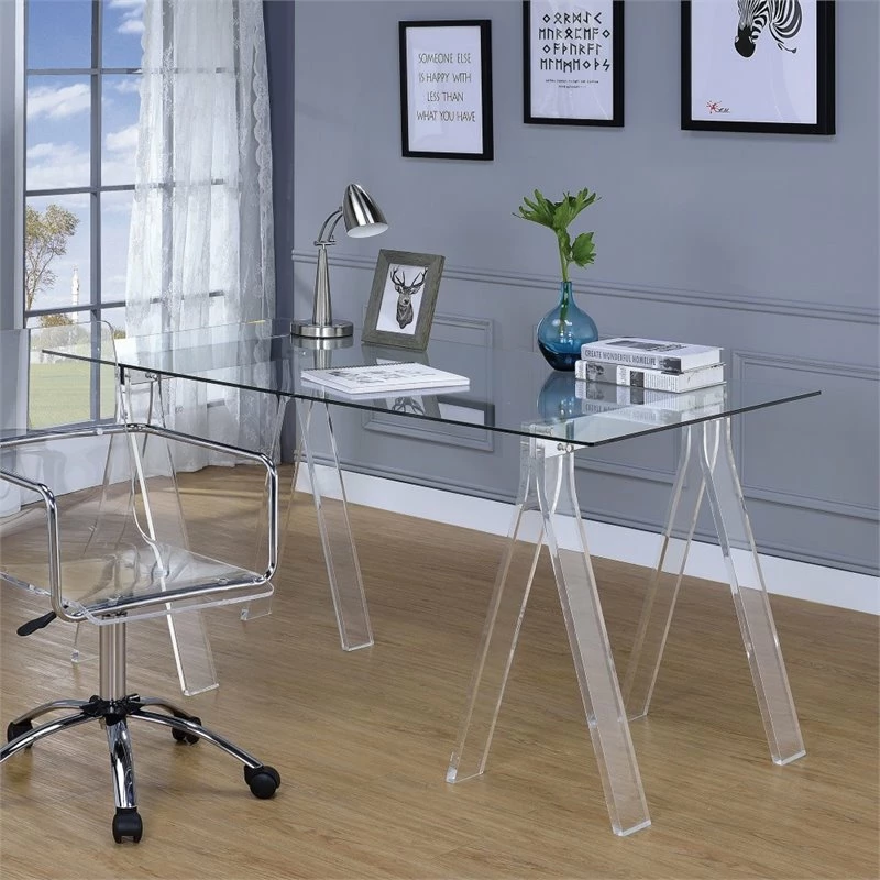 Coaster Amaturo Contemporary Rectangular Clear Glass Top Writing Desk 5 Coaster Amaturo Contemporary Rectangular Clear Glass Top Writing Desk - Image 3