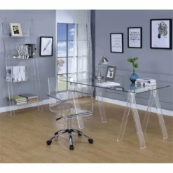 Coaster Amaturo Contemporary Rectangular Clear Glass Top Writing Desk 12 Coaster Amaturo Contemporary Rectangular Clear Glass Top Writing Desk -CYMAX Sales 1718472 4 L