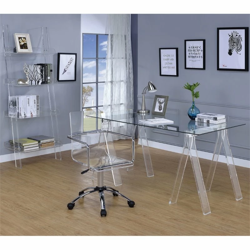 Coaster Amaturo Contemporary Rectangular Clear Glass Top Writing Desk 7 Coaster Amaturo Contemporary Rectangular Clear Glass Top Writing Desk - Image 5