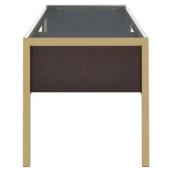 ACME Yumia Glass Rectangle Top 4-Drawer Writing Desk In Gold And Clear Glass 14 ACME Yumia Glass Rectangle Top 4-Drawer Writing Desk In Gold And Clear Glass -CYMAX Sales 1729420 10 L