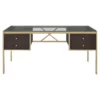 ACME Yumia Glass Rectangle Top 4-Drawer Writing Desk In Gold And Clear Glass -CYMAX Sales 1729420 6 L