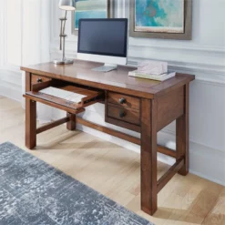 Homestyles Tahoe Wood Writing Desk In Brown -CYMAX Sales 1738328 5 L