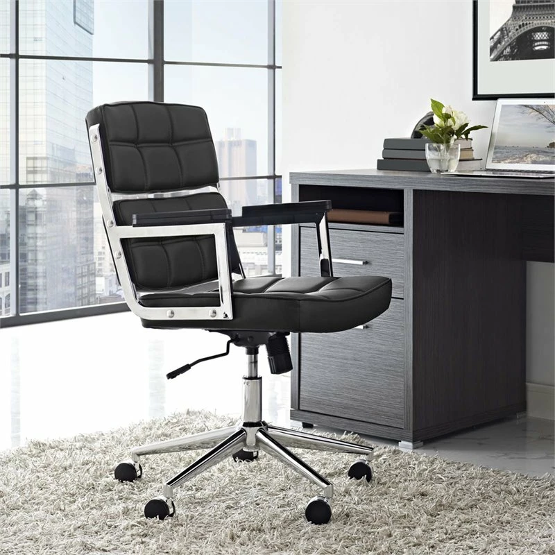 Modway Portray Highback Upholstered Vinyl And Aluminum Office Chair In Brown 12 Modway Portray Highback Upholstered Vinyl And Aluminum Office Chair In Brown - Image 10