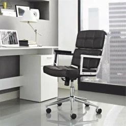 Modway Portray Highback Upholstered Vinyl And Aluminum Office Chair In Brown 23 Modway Portray Highback Upholstered Vinyl And Aluminum Office Chair In Brown -CYMAX Sales 1738877 1 L