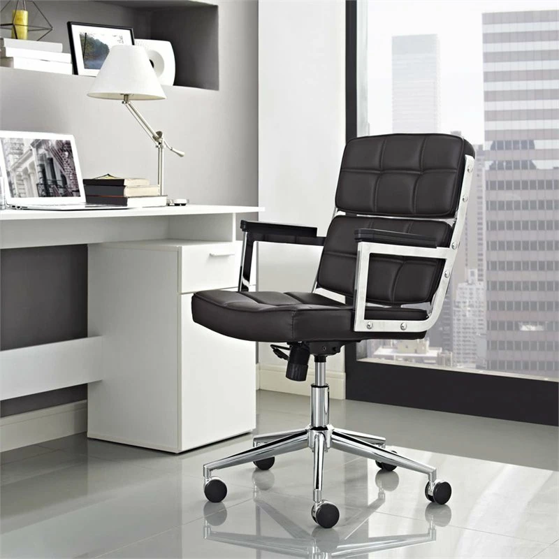 Modway Portray Highback Upholstered Vinyl And Aluminum Office Chair In Brown 8 Modway Portray Highback Upholstered Vinyl And Aluminum Office Chair In Brown - Image 6