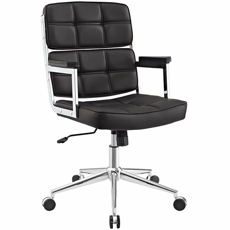 Modway Portray Highback Upholstered Vinyl And Aluminum Office Chair In Brown 7 Modway Portray Highback Upholstered Vinyl And Aluminum Office Chair In Brown - Image 5