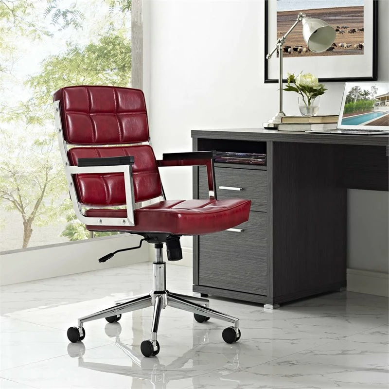 Modway Portray Highback Upholstered Vinyl And Aluminum Office Chair In Brown 16 Modway Portray Highback Upholstered Vinyl And Aluminum Office Chair In Brown - Image 14