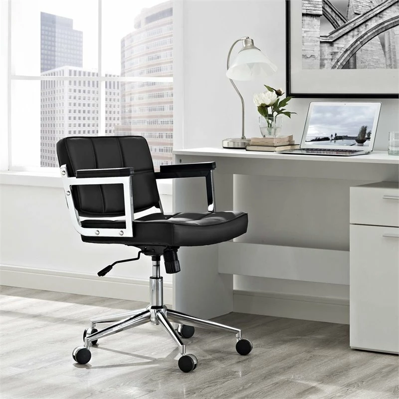 Modway Portray Mid Back Upholstered Vinyl And Aluminum Office Chair In White 8 Modway Portray Mid Back Upholstered Vinyl And Aluminum Office Chair In White - Image 6