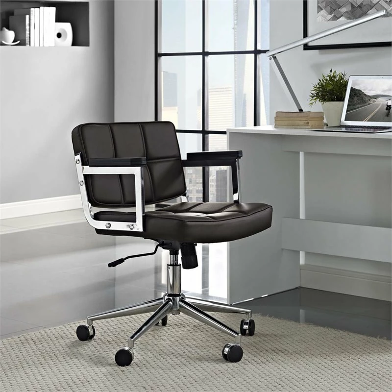Modway Portray Mid Back Upholstered Vinyl And Aluminum Office Chair In White 16 Modway Portray Mid Back Upholstered Vinyl And Aluminum Office Chair In White - Image 14