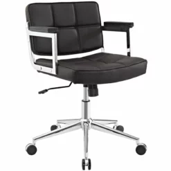 Modway Portray Mid Back Upholstered Vinyl And Aluminum Office Chair In Black -CYMAX Sales 1738881 L 1