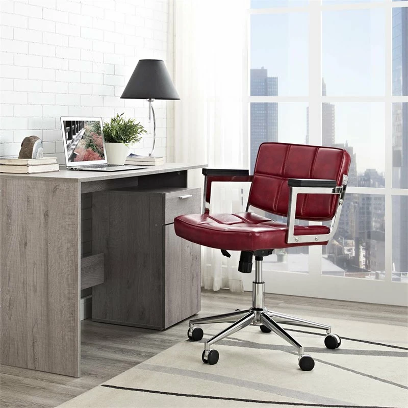 Modway Portray Mid Back Upholstered Vinyl And Aluminum Office Chair In White 12 Modway Portray Mid Back Upholstered Vinyl And Aluminum Office Chair In White - Image 10